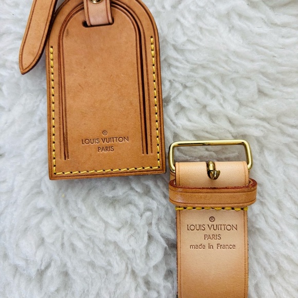 Louis Vuitton Brown Leather Luggage Tag/Piognet Set - Picture 2 of 10